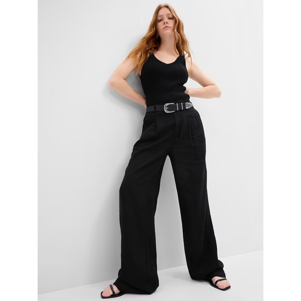 GAP High Rise Wide-Leg Pleated Trousers with Washwell